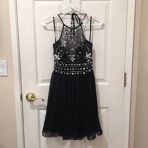 Black Rhinestoned Prom Dress